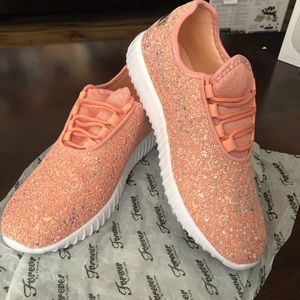 Brand New Peach / Pink Glitter Tennis Shoes